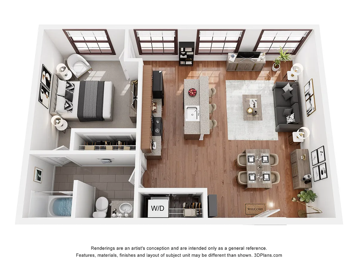 Floor plan One Bedroom One Bath