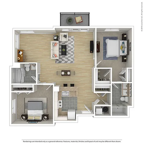 Floor plan 2 BR 2 BA Commonwealth
