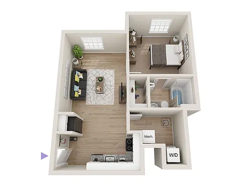 Floor plan 1 Bedroom / 1 Bathroom (A1)