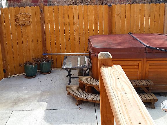 hot tub with privacy fencing