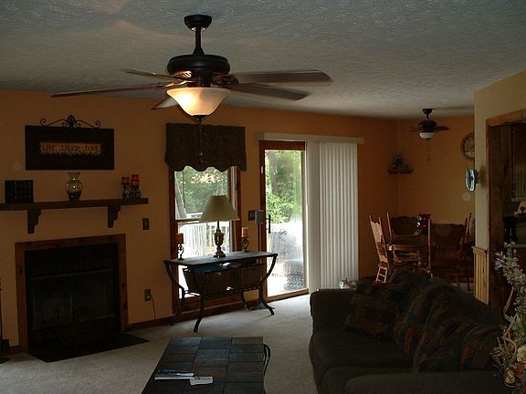 Spacious Family Room with wood burning fireplace