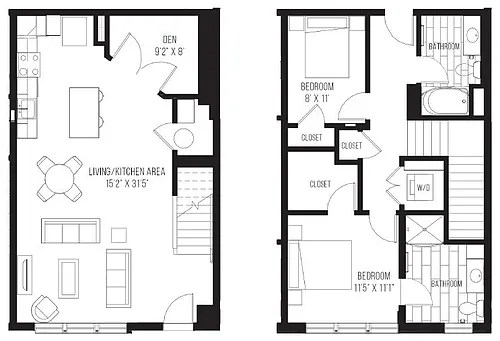 Floor plan 2 Bed/2 Bath Den-C3