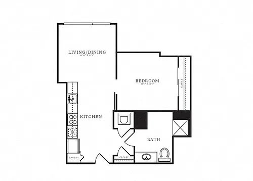 Floor plan Jr 1 Bed/1 Bath-B2A