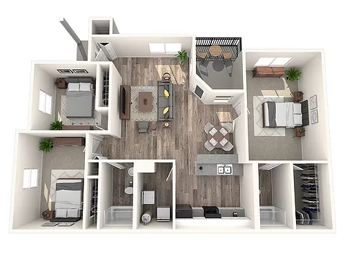 Floor plan 3 Bedroom 2 Bath