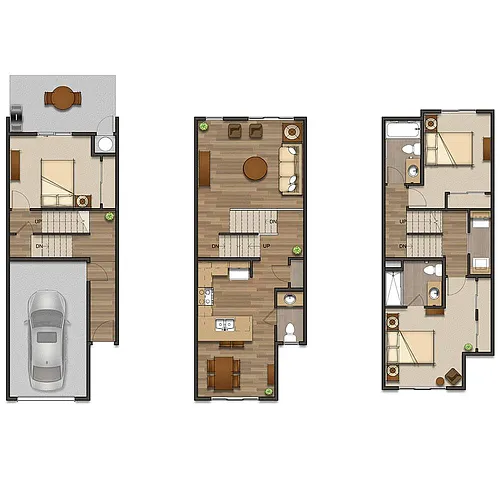 Floor plan 2 Bed, 2.5 Bath Townhome w/ Flex Room