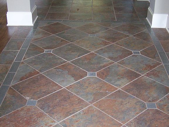 Pewter Inlay Tiled Foyer