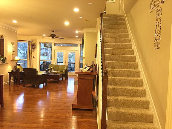 Walking in the front door.