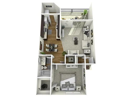 Floor plan 1 Bed, 1 Bath (80% Income Restricted)