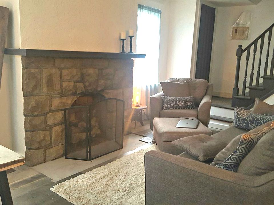 Stone fireplace