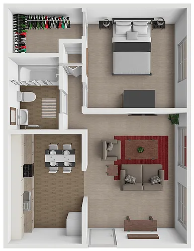 Floor plan 1BD 1BA