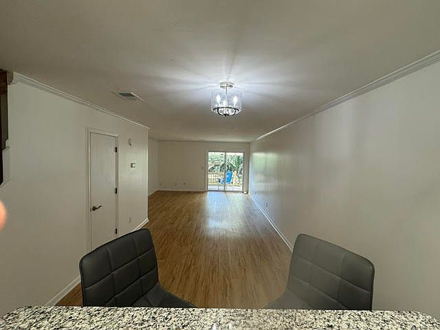 kitchen overlook into living space