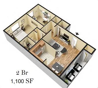 Floor plan 2 Bed 2 Bath Silver