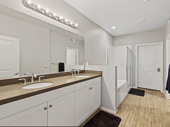 Master bathroom, with its spacious dual vanities