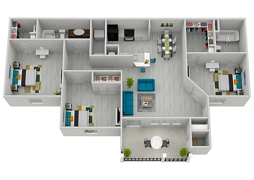 Floor plan 3 Bedroom, 2 Bathroom- Renovat