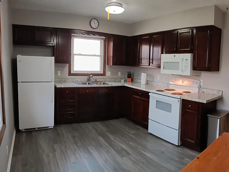 Updated kitchen with newer appliances and luxury vinyl flooring.