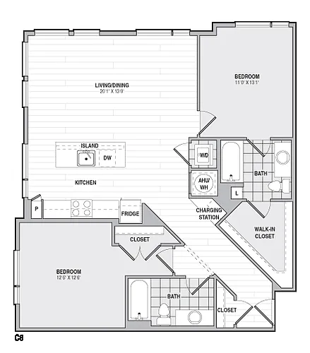 Floor plan 2Bed/2Bath-C6