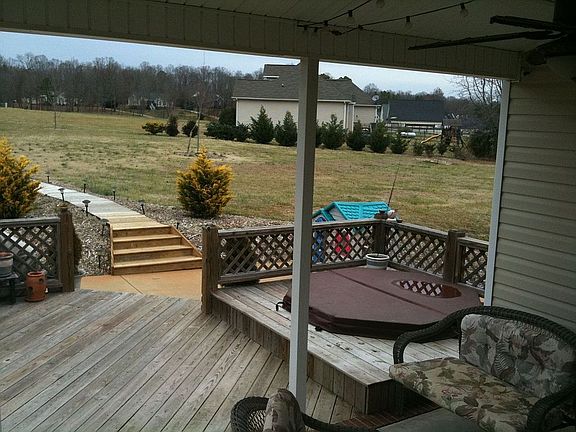View into back yard from covered back porch