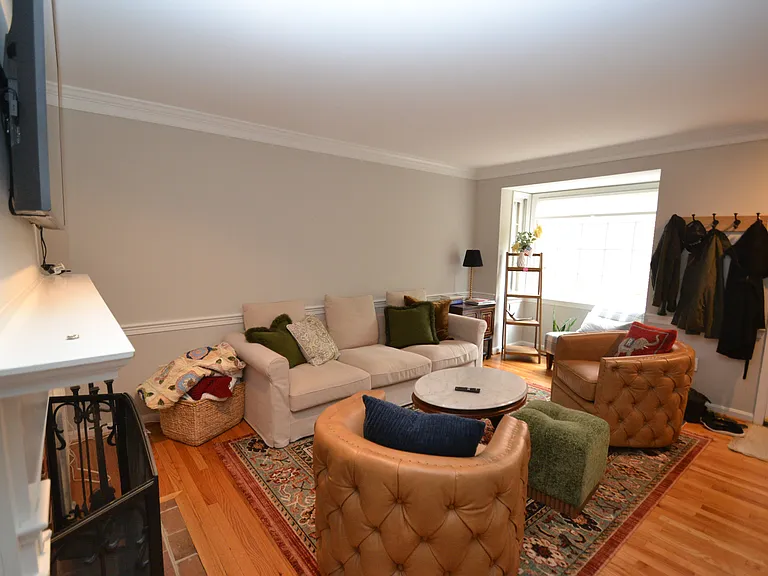 Family Room with fireplace & bay window