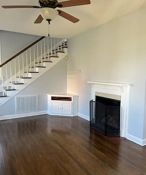 Cozy living room with built ins and gas fireplace