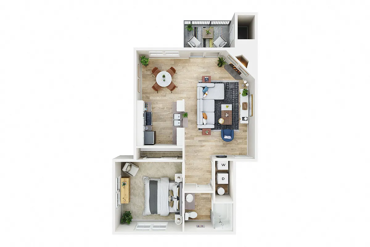 Floor plan One Bed One Bath