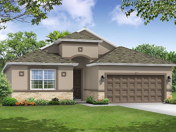 Sanibel floor plan tuscan elevation with optional stone exterior rendering William Ryan Homes Tampa