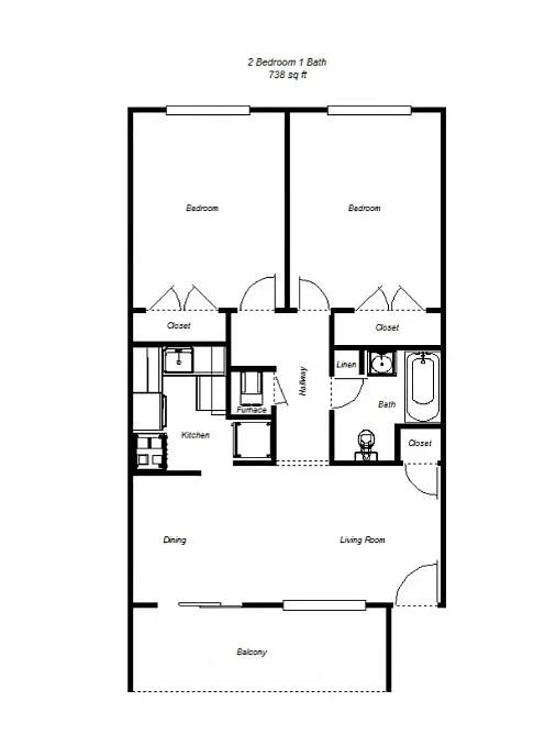 Floor plan Two Bedroom - One Bath