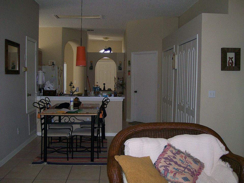 view from family room to kitchen