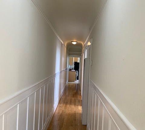 Hallway with beautiful architectural detail.