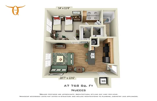 Floor plan 1 Bedroom (Price Per Bed)