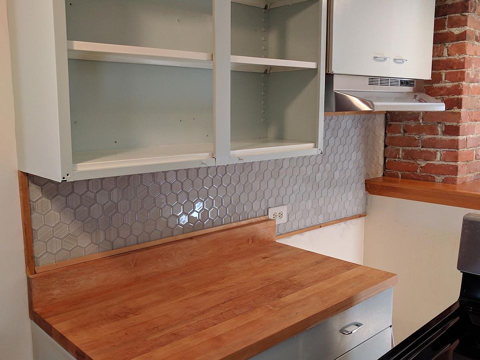 Open shelving in kitchen