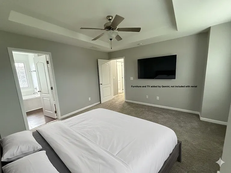 Master BR with AI generated furniture. Not included with rental.