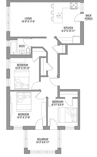 Floor plan 3 Bedroom - 1 Bathroom