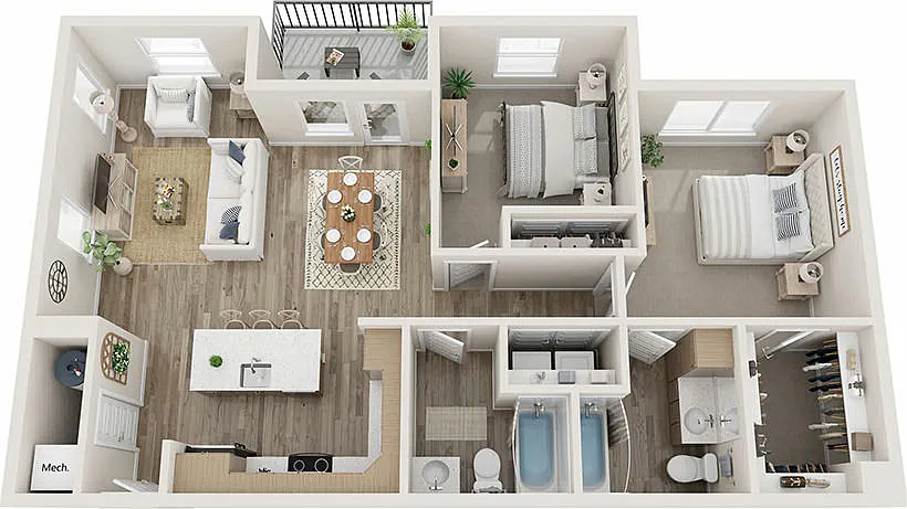 Floor plan 2 Bedroom 2 Bath