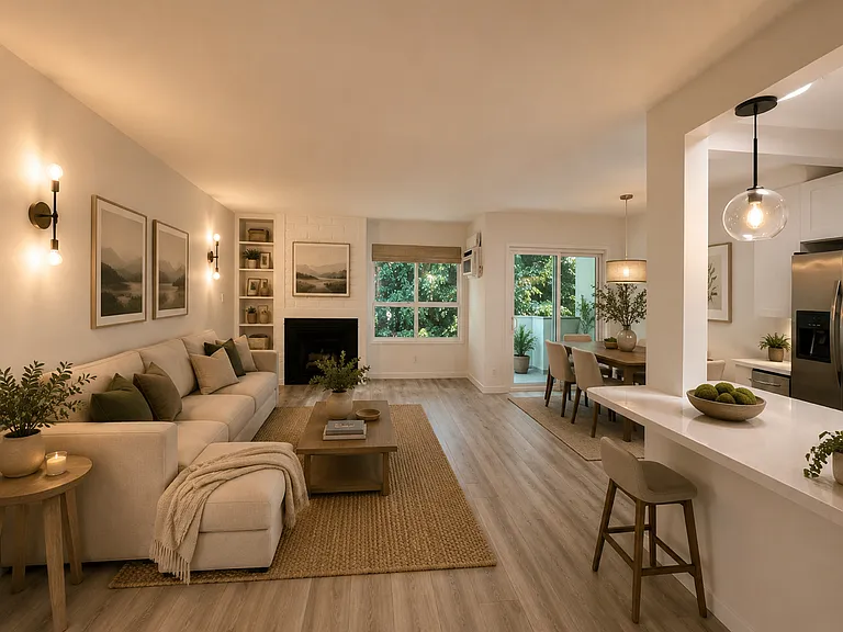 Large great room with fireplace