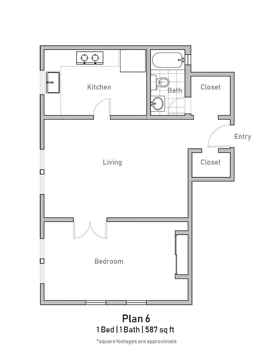 Floor plan 1 Bedroom - Plan 6