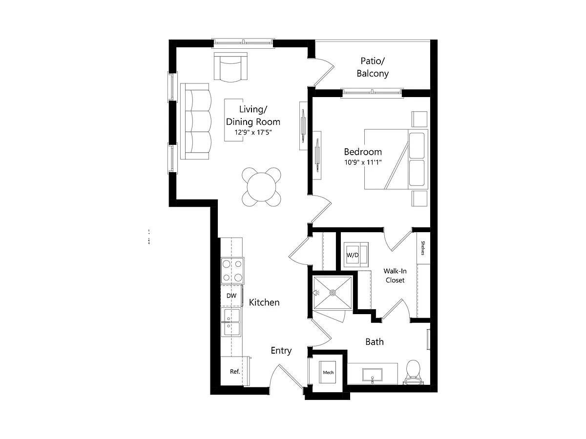Floor plan A1A2 | 1 Bed | 1 Bath