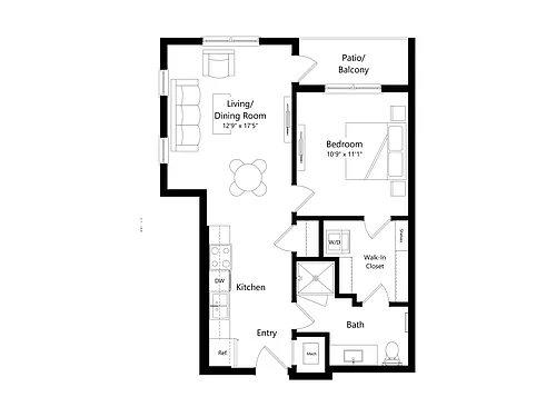Floor plan A1A2 | 1 Bed | 1 Bath