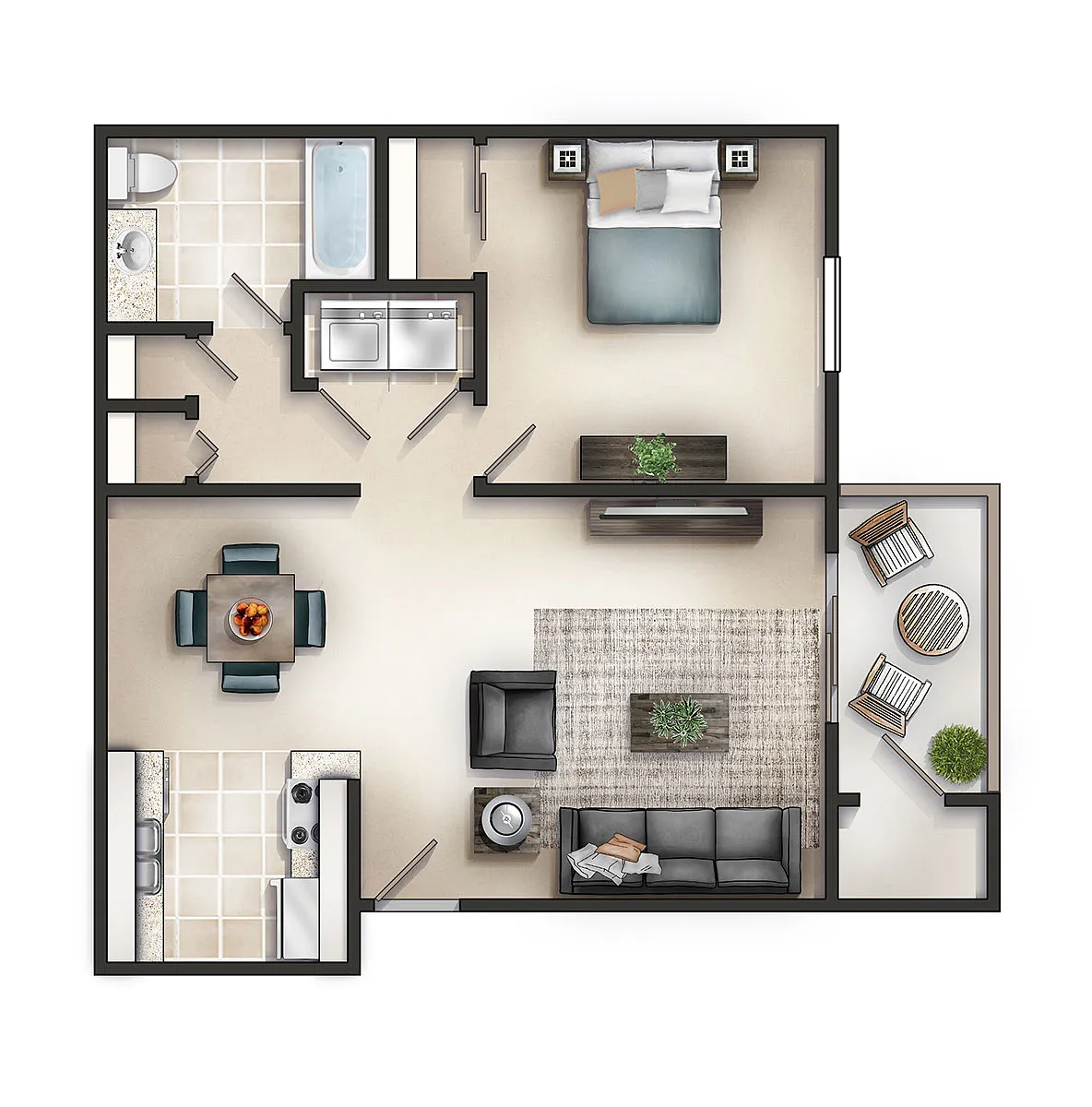 Floor plan 1 X 1 A