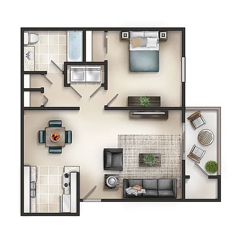 Floor plan 1 X 1 A