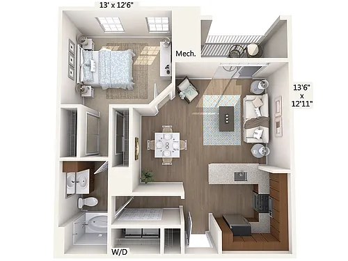 Floor plan Furnished-f-A3-740SF-H-Floor1