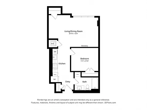 Floor plan J06 - JR 1 Bedroom