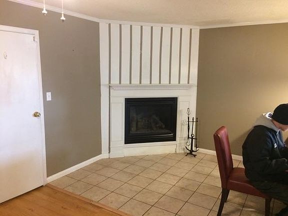 Fireplace and dining area