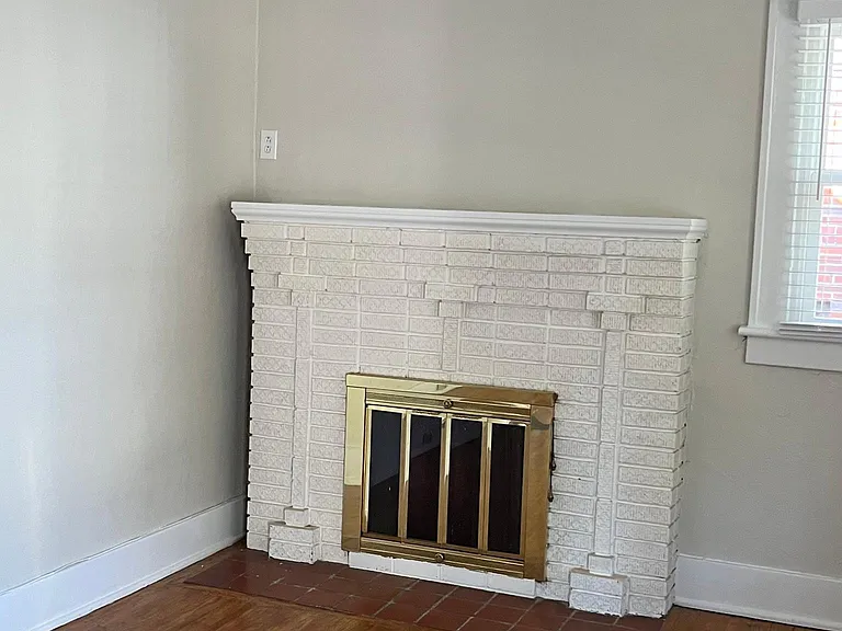 Living area with decorative fire place