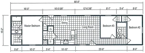 Floor plan 3 Bed 2 Bath Single Section Home