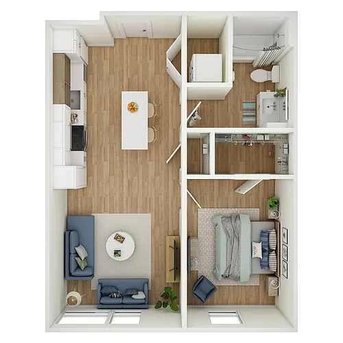 Floor plan 1 Bed 1 Bath - MFTE - a81.1
