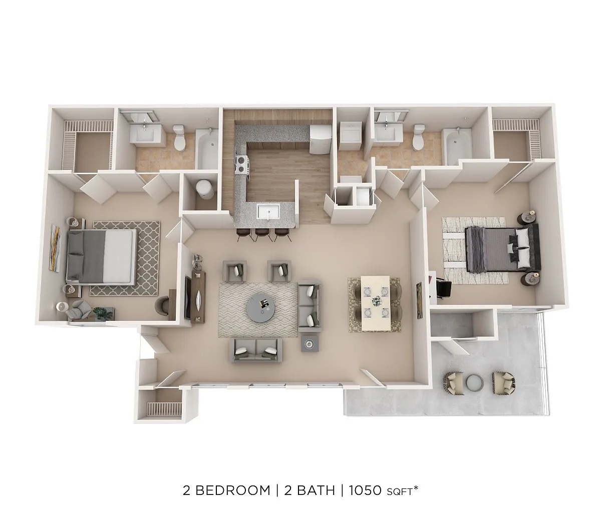 Floor plan Two Bedroom 2 Bath