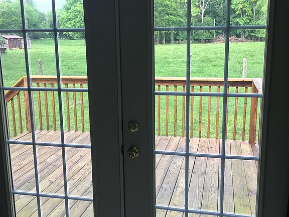 View from living room French doors