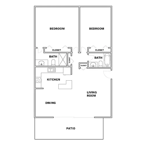 Floor plan Canterbury B Renovated | 2 Bed | 2 Bath