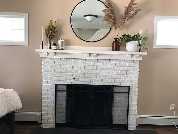 Wood burning brick fireplace