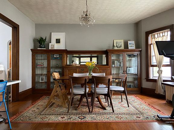 Dining room with built in buffet and lots of light
